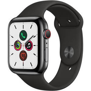 Watch Series 5 (GPS + Cell, 44mm, Space Black Stainless Steel, Black Sport Band)