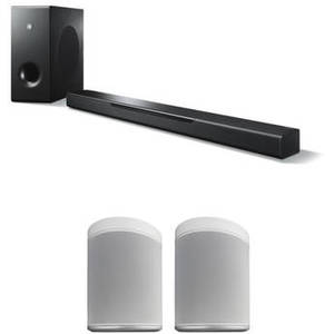 MusicCast BAR 400 Soundbar System and MusicCast 20 Wireless Speaker Pair Kit (Black Soundbar, White Wireless Speakers)