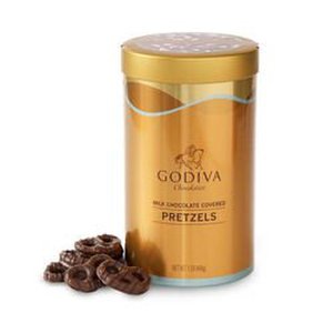 GodivaÂ® Milk Chocolate Covered Pretzel Tin